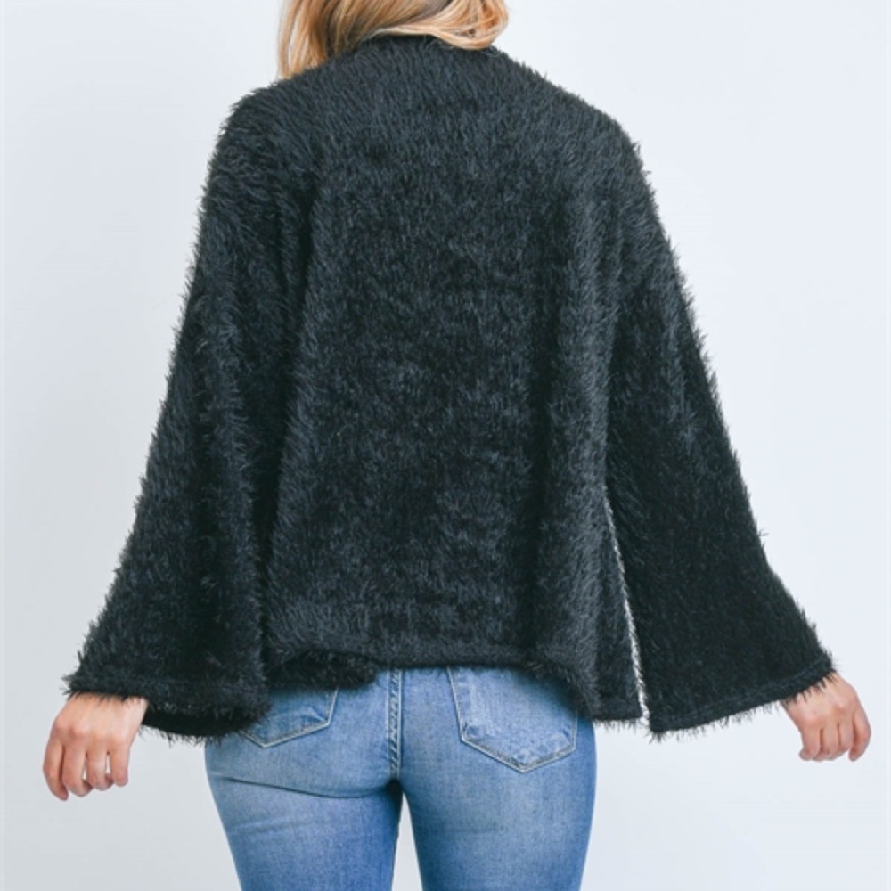 Black Faux Fur Cardigan - Picture 6 of 10